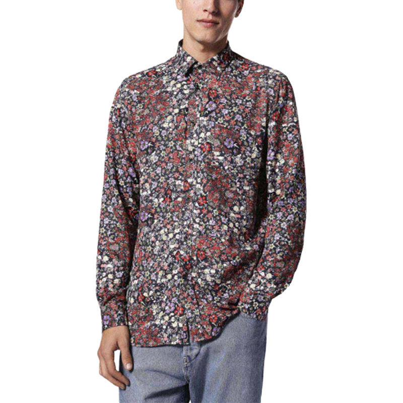 DIESEL S NICO 0QAPZ 900 Mens Shirt Long Sleeve Casual Summer Cotton floral Shirt