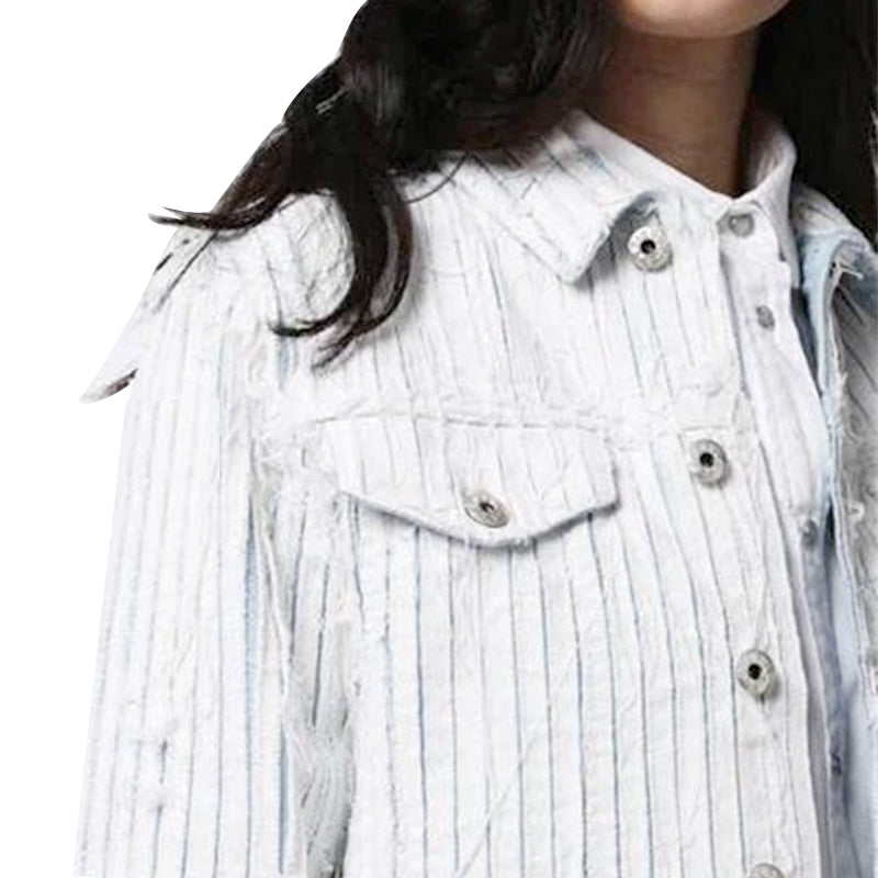 DIESEL DE-SY 0682H Womens Denim Jacket Winter Outwear Crop Top Short Sleeve