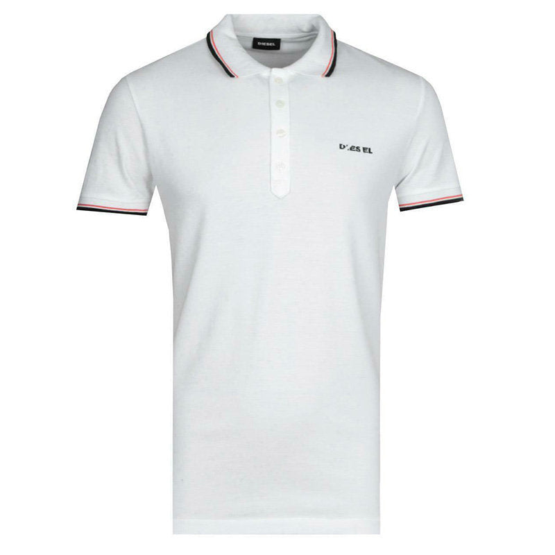 DIESEL T RANDY BROKEN Mens Polo T Shirts Short Sleeve White Cotton Golf Tee S-XL