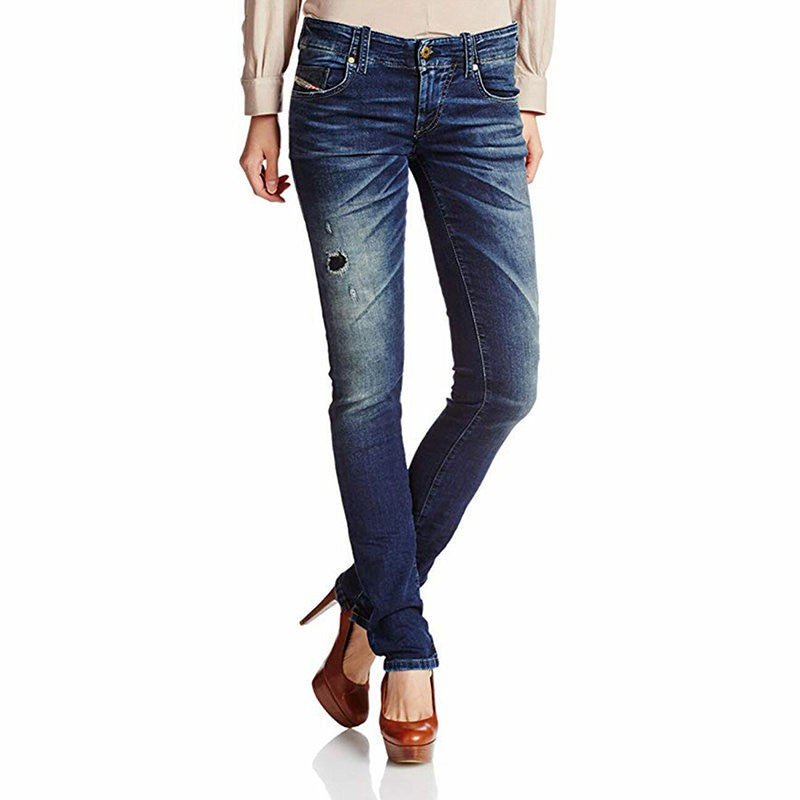 DIESEL GRUPEE NE 0607U Womens Denim Sweat Jogg Jeans Super Slim Skinny
