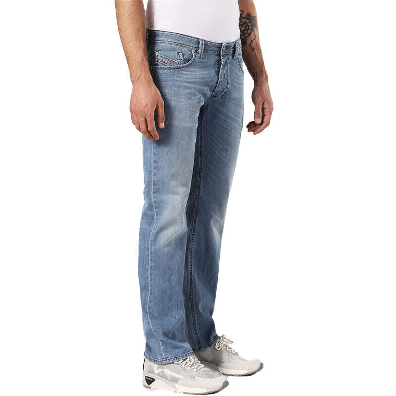 DIESEL LARKEE 0687V Mens Denim Jeans Regular Fit Tapered Casual Blue Denim Pants