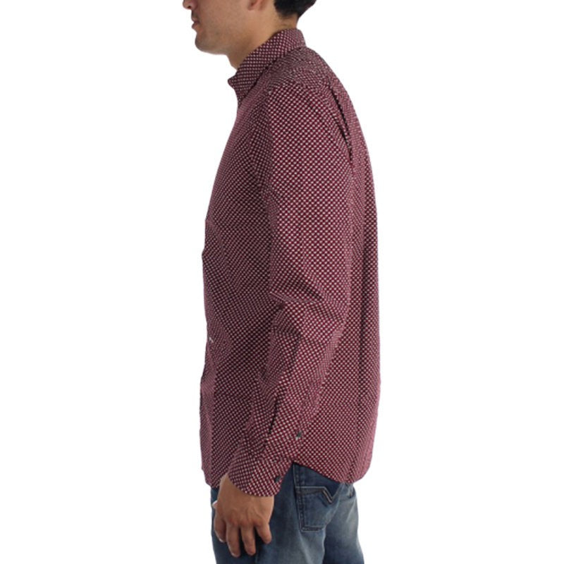 DIESEL S Pink 0NANB Mens Shirt Long Sleeves Casual Outwear Cotton Maroon Shirts
