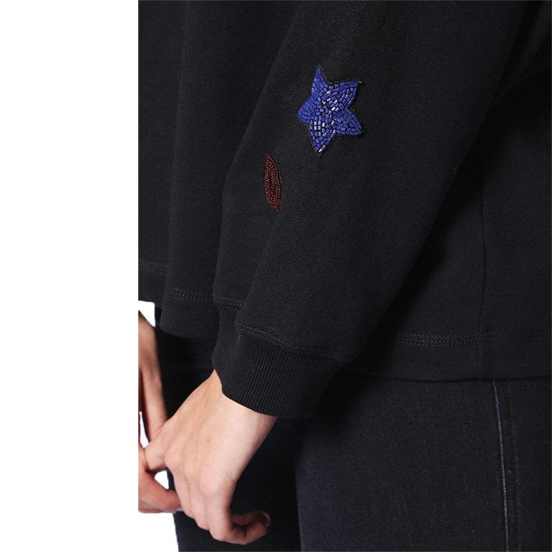 DIESEL F GERTRUDE R 0BAPV Women Cardigan Back Button Jumper Black Sweatshirts