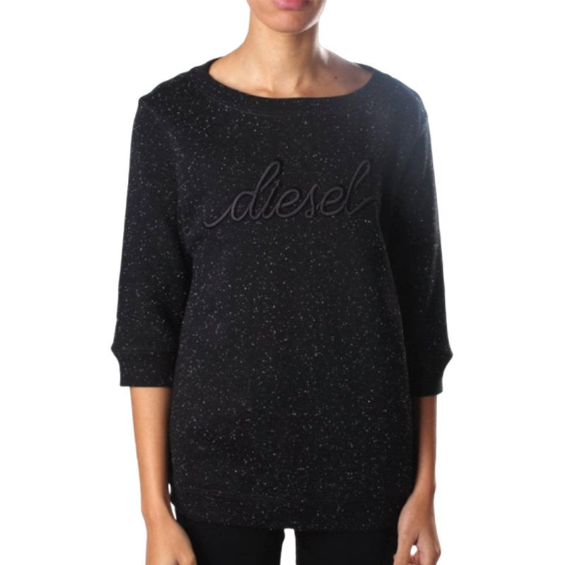 DIESEL F RADYS 3D GAMD Womens Sweatshirt Black Crew Neck Long Sleeve Embroidered