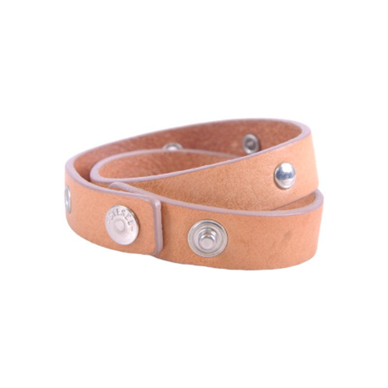 DIESEL Mens Bracelets Genuine Leather Double Wrap Unisex Womens Wristband Brown