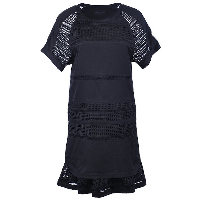 DIESEL BLACK GOLD DAZEN BGMBG 900 Women Dress Black Short Sleeve Party Wear maxi