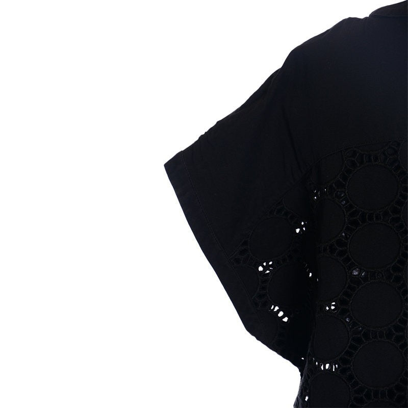 DIESEL BLACK GOLD DIKIE BITO BGFFK Womens Dress Maxi Long Short Sleeve Black Top