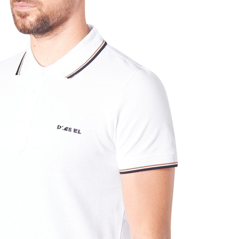 DIESEL T RANDY BROKEN Mens Polo T Shirts Short Sleeve White Cotton Golf Tee S-XL