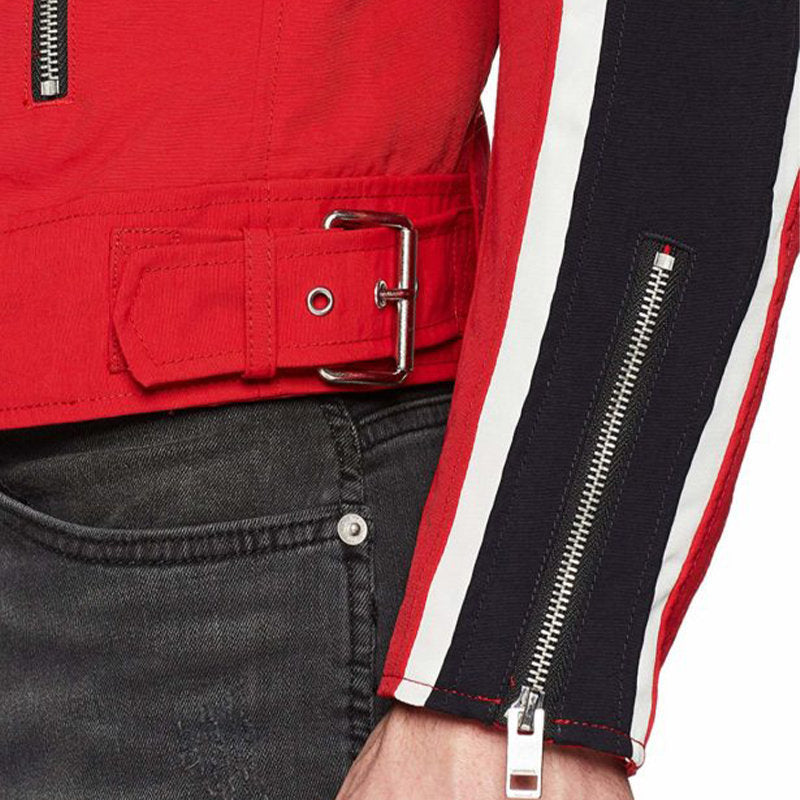 DIESEL J STREET Mens Biker Jackets Slim Summer Outwear Bomber Casual Coat Red