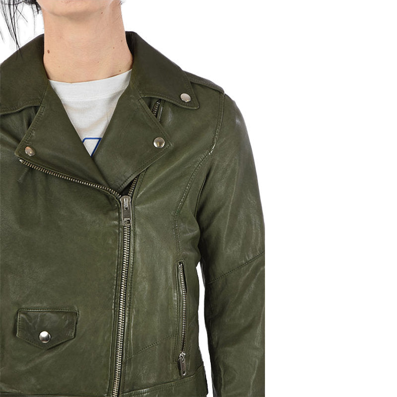 DIESEL R SERY Womens Jackets Stylish Leather Racer Coats Casual Biker Jackets