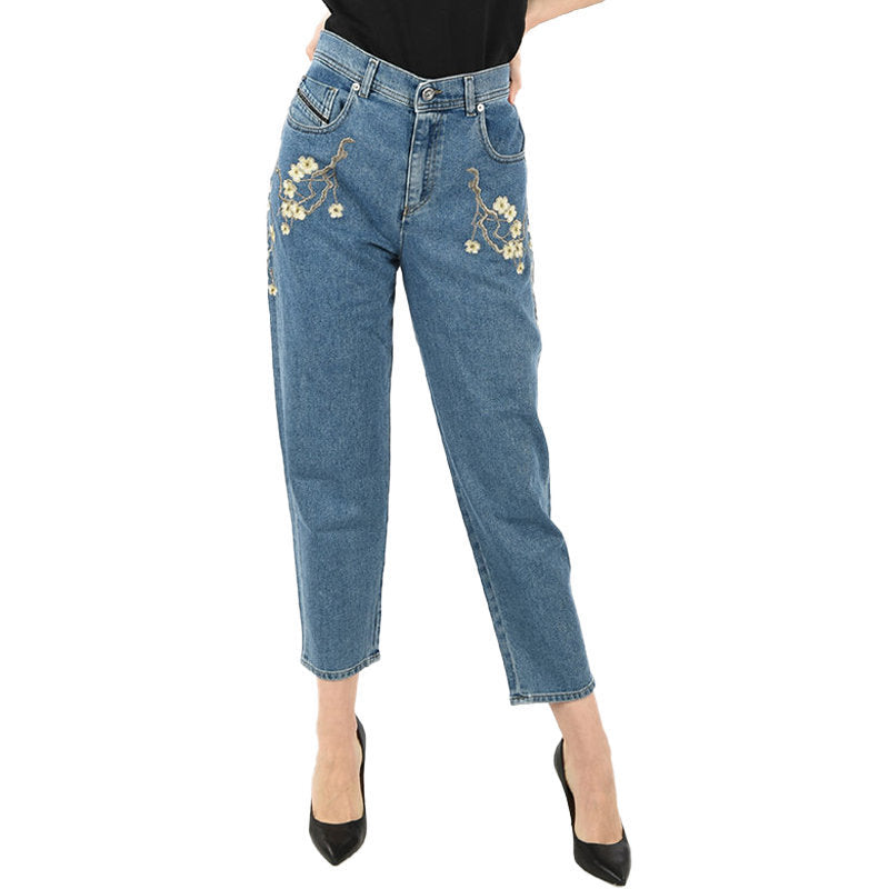 DIESEL BLACK GOLD BG8YQ Womens Jeans Boyfriend Fit Casual Denim Embroidery Pants