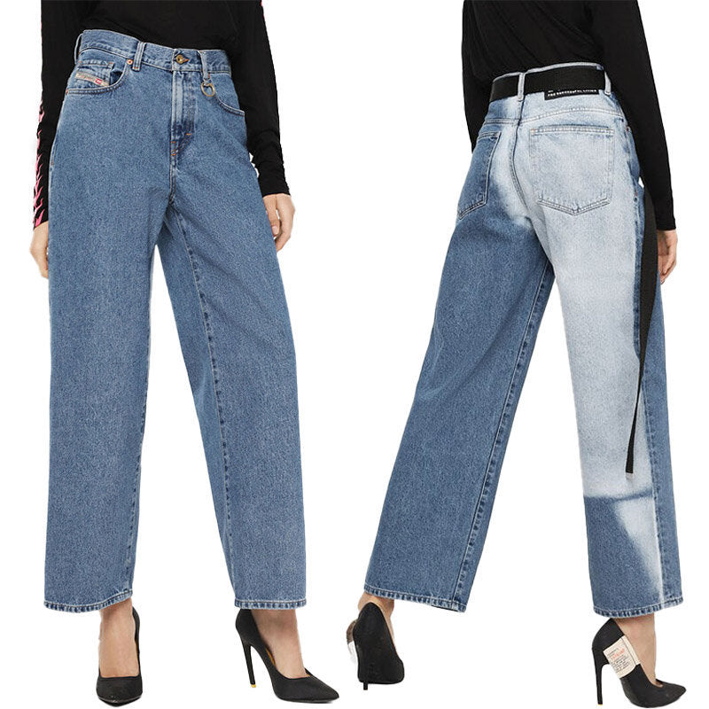 DIESEL WIDEE 0077V Womens Jeans Denim Regular Straight High Waist Fit Pants