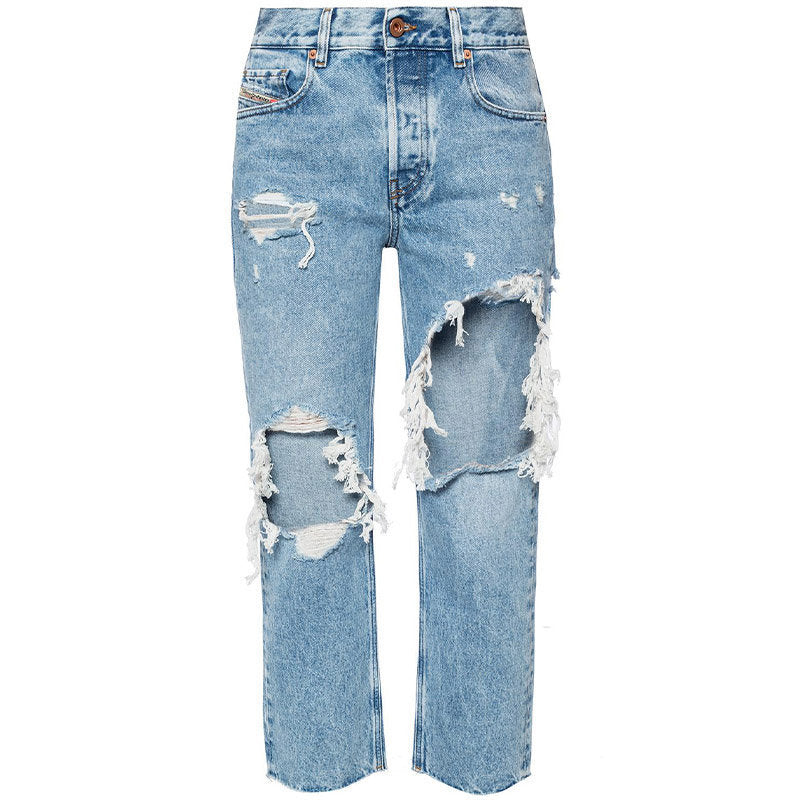 DIESEL ARYEL 0076N Womens Jeans Denim Regular Straight Regular Waist Fit Pants