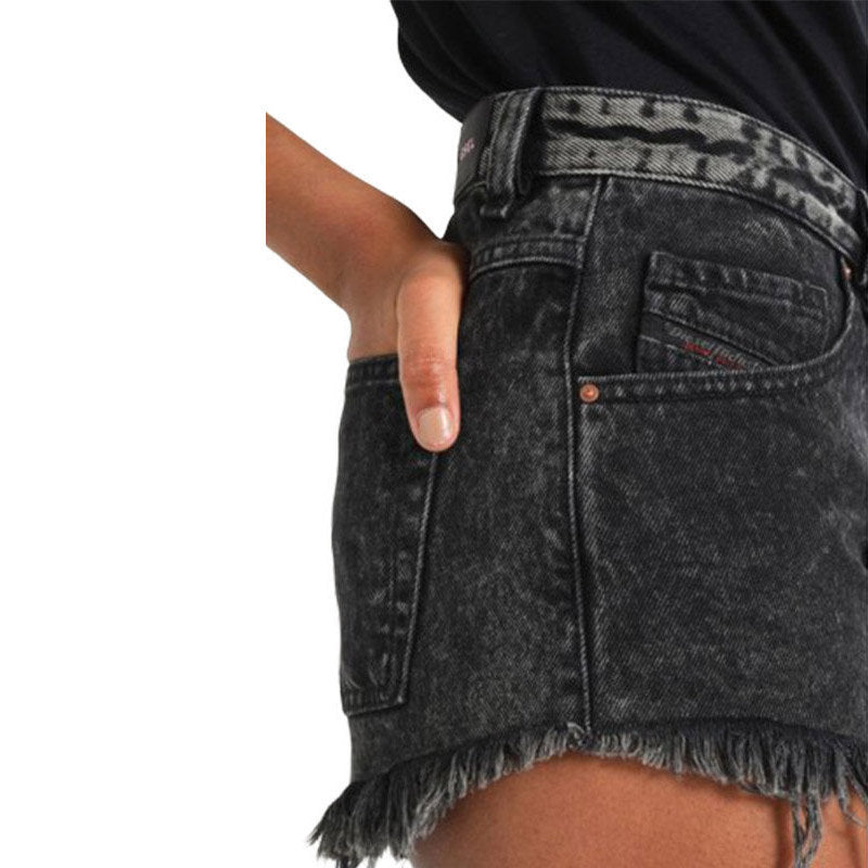 DIESEL DE GINGER Womens Denim Shorts Fringed Hem Hot Pants Sexy Shorts Boyfriend