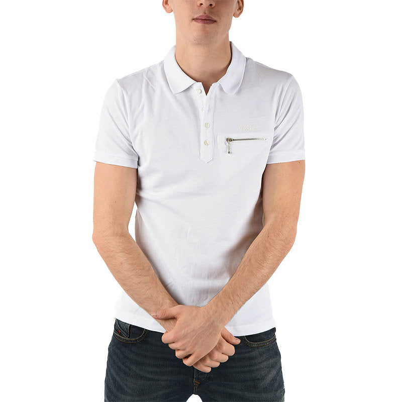 DIESEL T-KAL Mens T-Shirt Regular Fit Casual Short Sleeves Polo Shirt White Top