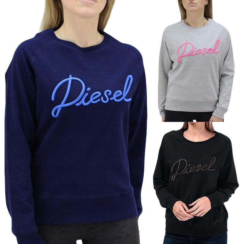DIESEL F GERTRUDE Womens Sweatshirts Crew Neck Ribbed Casual Pullover Jumper Top