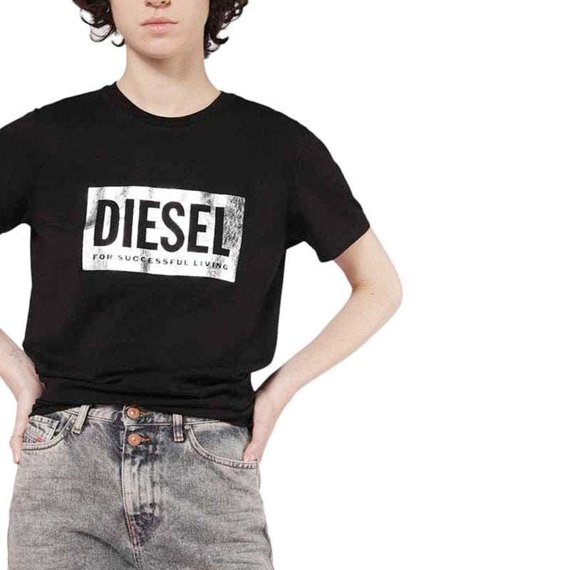 DIESEL T FOIL Womens T Shirts Crew Neck Short Sleeve Casual Black Summer Tee NEW