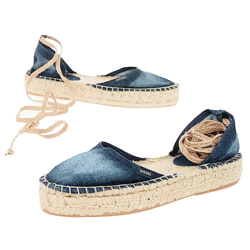 DIESEL ESPADRILLAS RAGS Womens Sandals Casual Denim Lace Up Summer Slip On Shoes