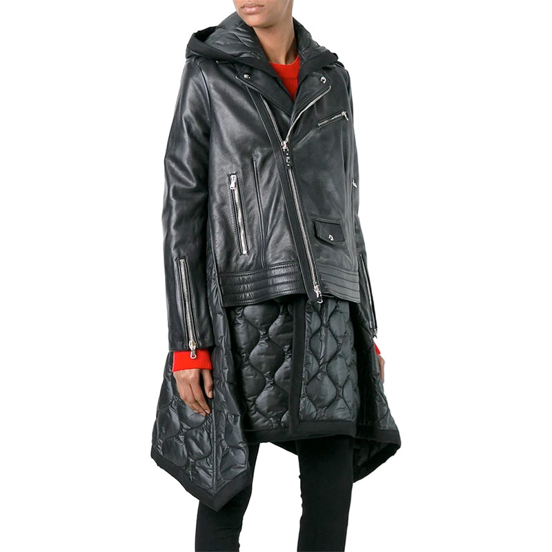 DIESEL BLACK GOLD LANCRET Womens Leather Jacket Size 10 Hooded