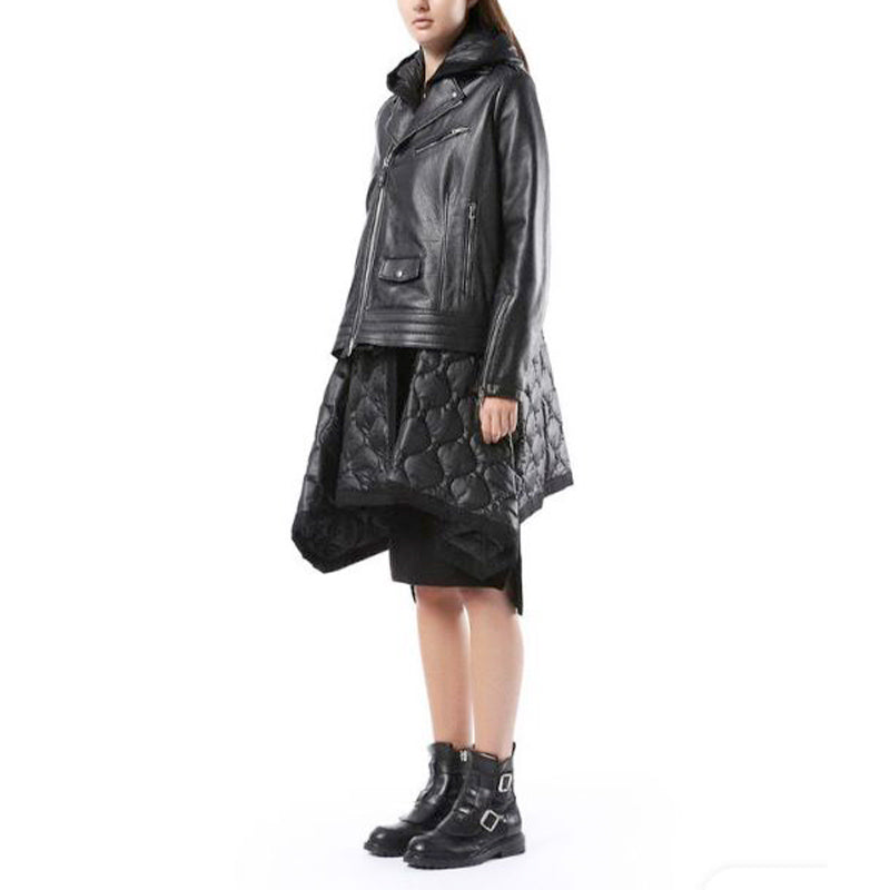 DIESEL BLACK GOLD LANCRET Womens Leather Jacket Size 10 Hooded