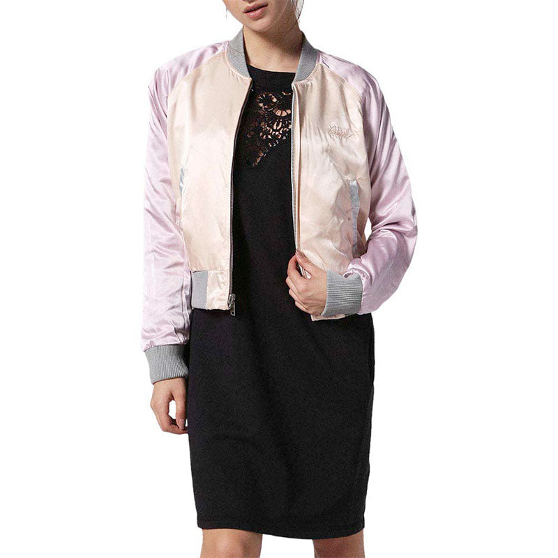 DIESEL G ABSOL Womens Bomber Jacket Pink Ladies Reversible Jacket Winter Outwear