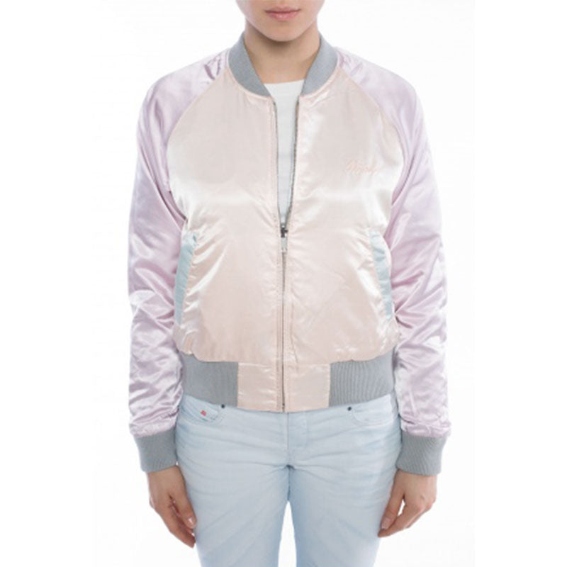 DIESEL G ABSOL Womens Bomber Jacket Pink Ladies Reversible Jacket Winter Outwear