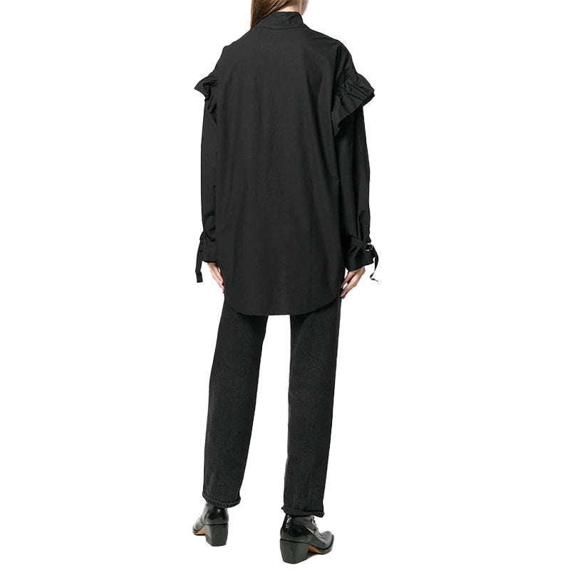DIESEL C BUL 0BAST Womens Oversize Shirt Embroidered Ladies Long Cotton Black