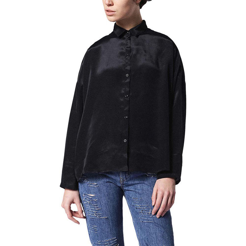 DIESEL C LURY Womens Shirt Long Sleeve Casual Ladies Plain Black Button Up Tops