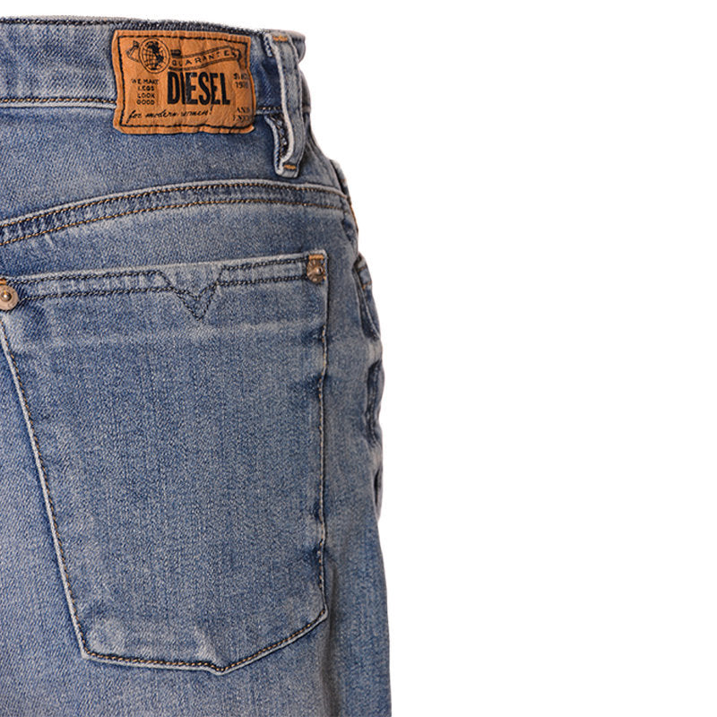 DIESEL DE NICO RK84X Women Denim Shorts Blue Raw edge Vintage Slim Jeans Shorts