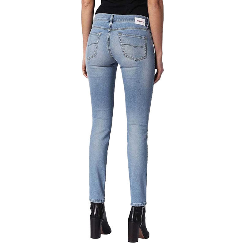 DIESEL SANDY 084RH Womens Denim Jeans Faded Regular Slim Fit Casual Blue Pants