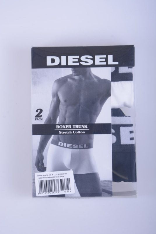 DIESEL UMBX ROCCO 2X Pack Mens Short Boxer Trunks Cotton Underwear Black & White