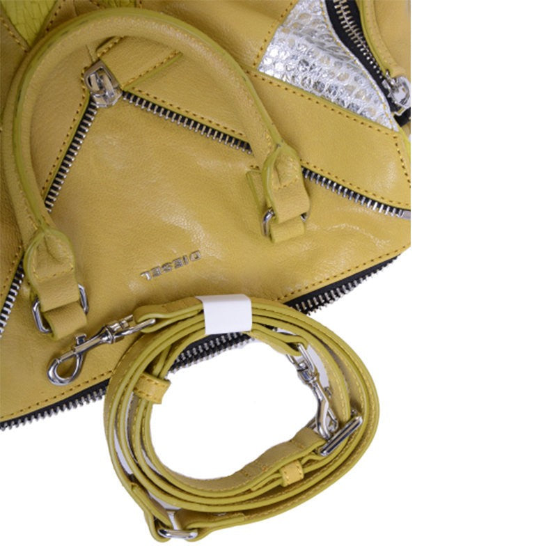 DIESEL Womens Hand Bag Genuine Leather Yellow Cross-body Messenger Shoulder Bag