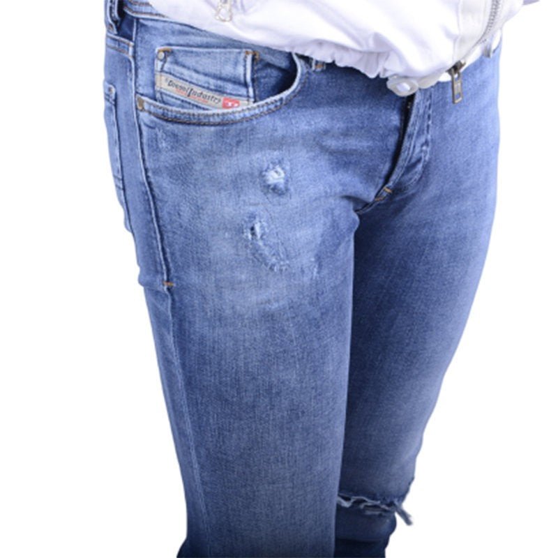 DIESEL TROXER R8IE4 Mens Denim Jeans Ripped Stretch Super Slim Skinny Button fly