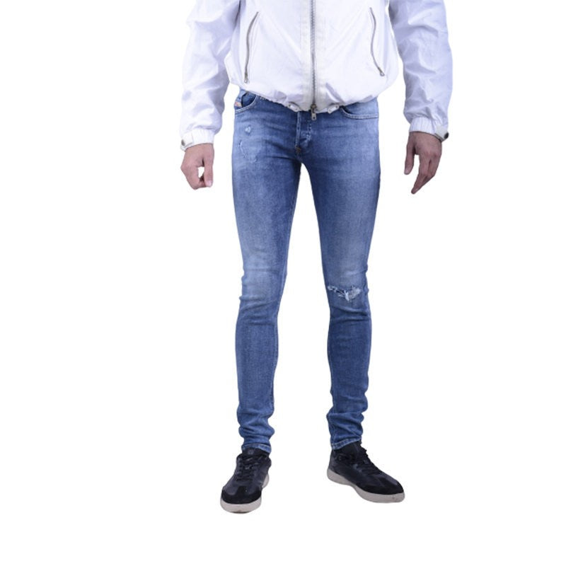 DIESEL TROXER R8IE4 Mens Denim Jeans Ripped Stretch Super Slim Skinny Button fly